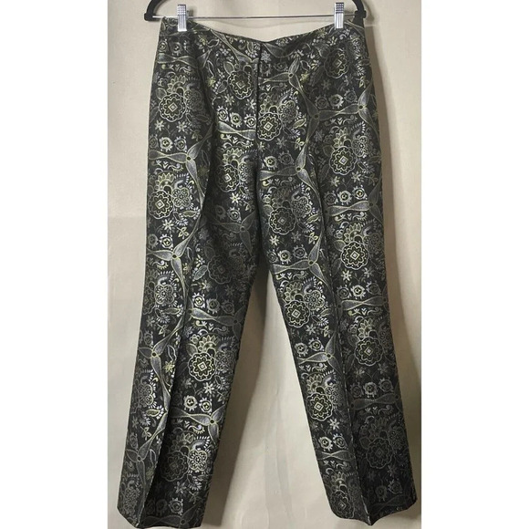 Etcetera Women’s Size 10 Jacquard Dress Pants Gold Silver Black Viscose Wool - Picture 1 of 10